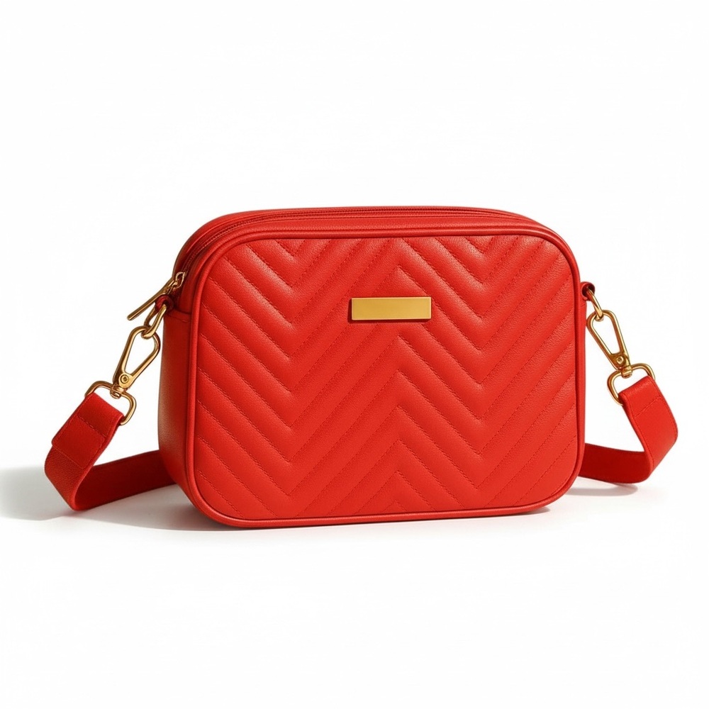 Amazon Essentials Vibrant Red Chevron Crossbody Bag